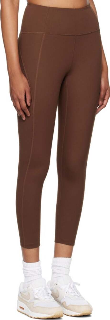 Girlfriend Collective Chocolate Brown Leggings Cropped High Waisted Women's XL